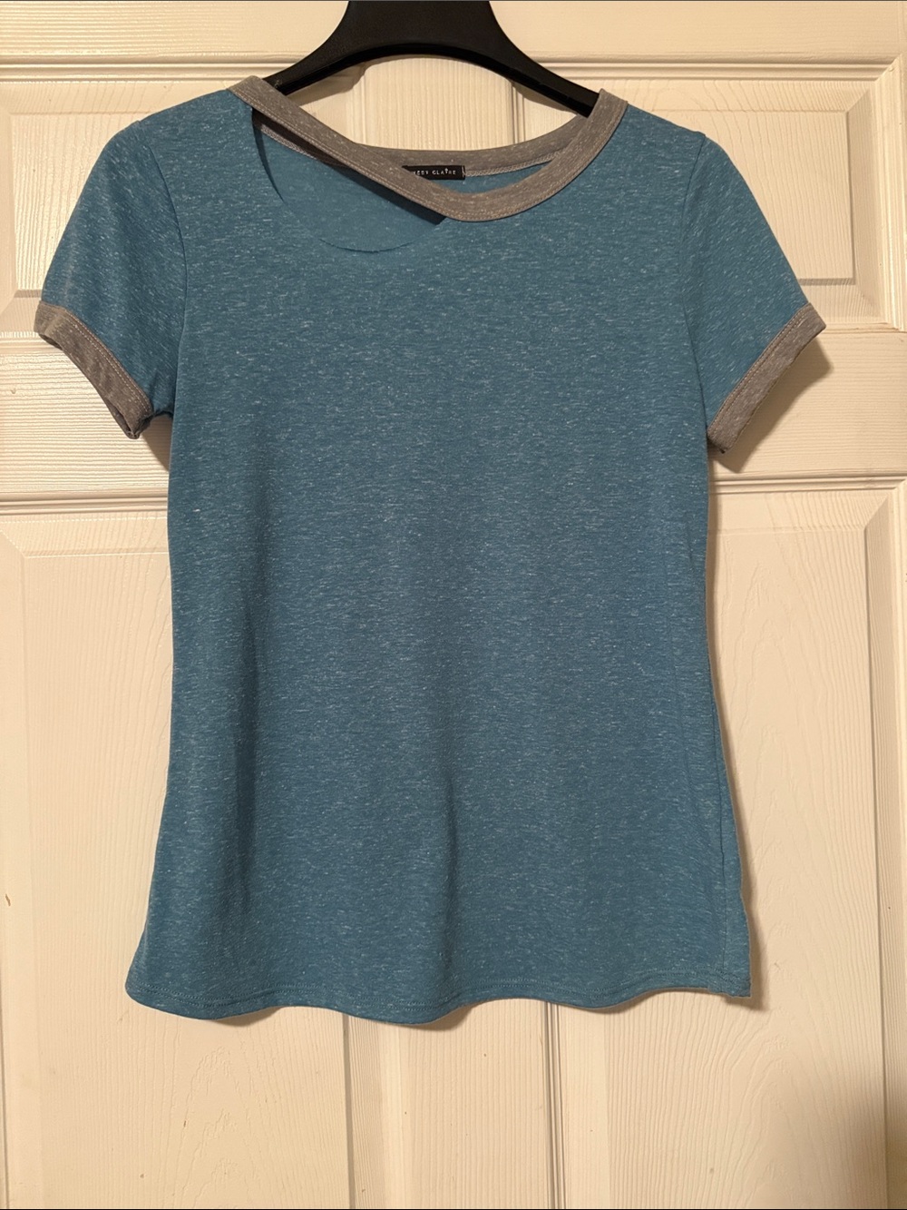 Blue Heathered Ringer Tee by Sweet Claire